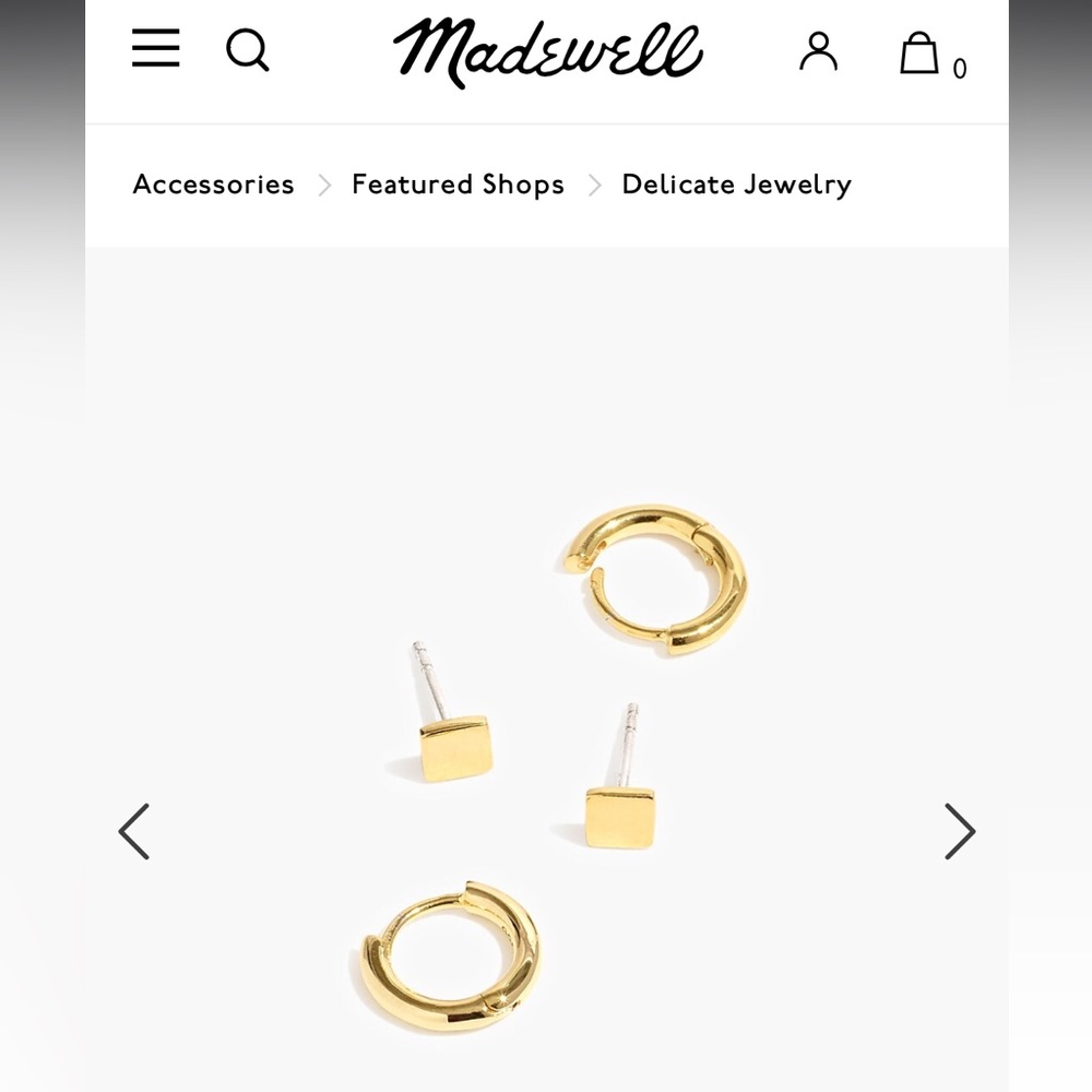 Madewell Delicate Collection Demi-Fine 14k Plated Huggie Mini Hoop Earring Set